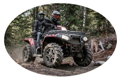 two riders enjoying a polaris two up atv